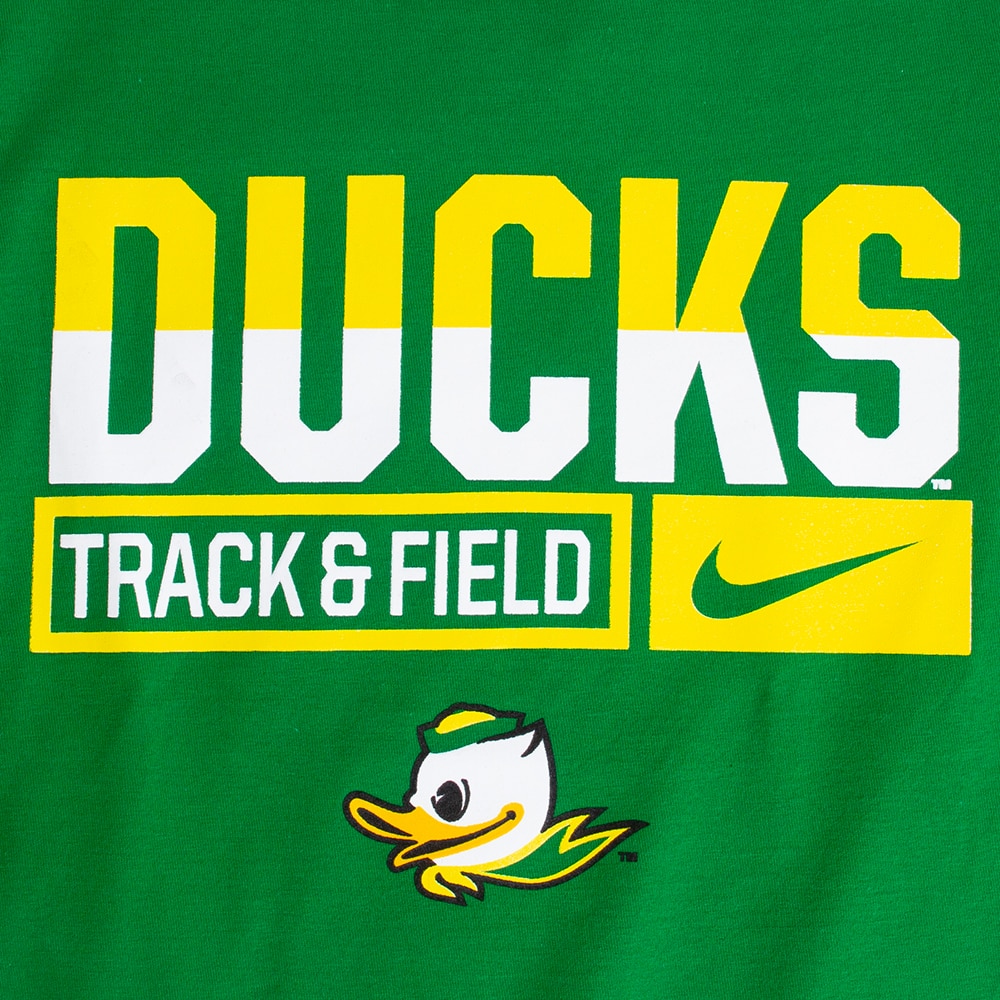 Fighting Duck, Nike, Green, Crew Neck, Cotton, Kids, Youth, Track & Field, Track & Field, T-Shirt, 813474